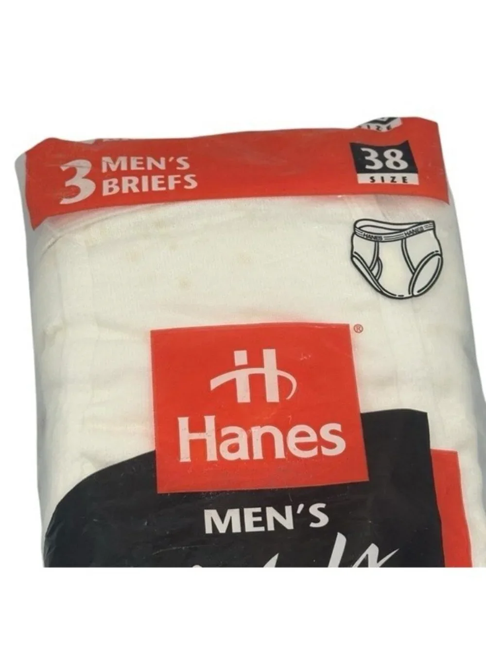 Hanes Mens 38 Briefs Underwear Vintage Sealed Cotton 90s Tighty Whitey Deadstock